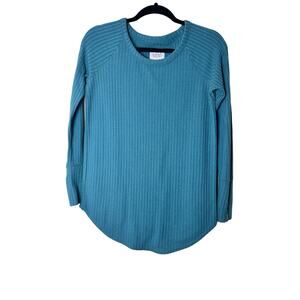 Chaser Long Sleeve Waffle Thermal Shirt Teal Women’s Size Small